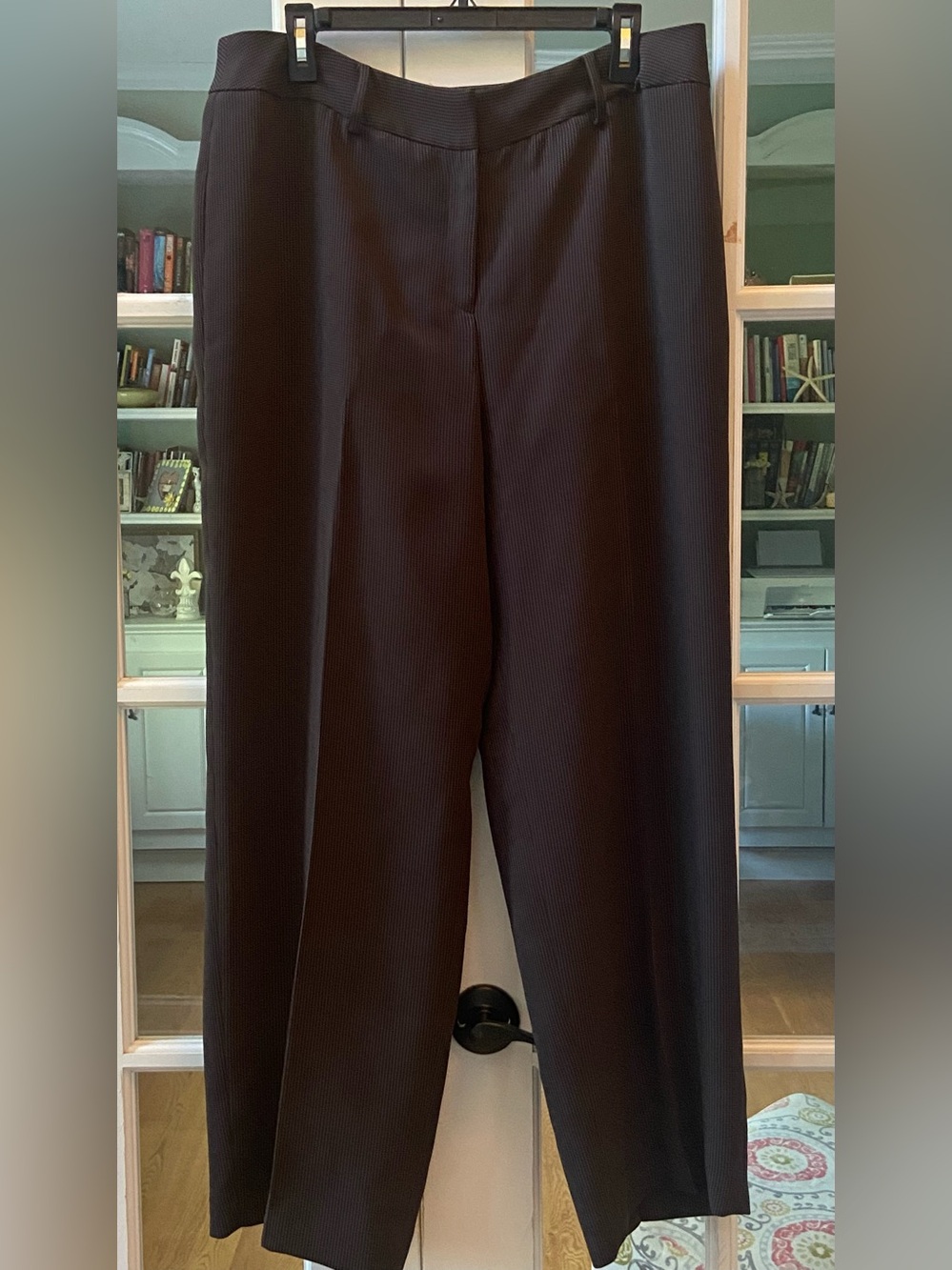 Kate Hill Brown and White Wide Leg Dress Trousers Size 16W